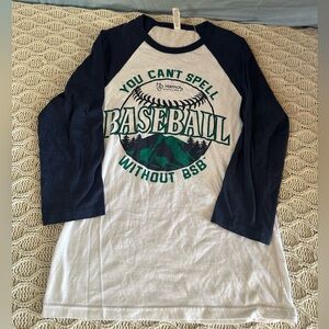 Heritage Distilling Bella Canvas Navy and White Baseball Tee
